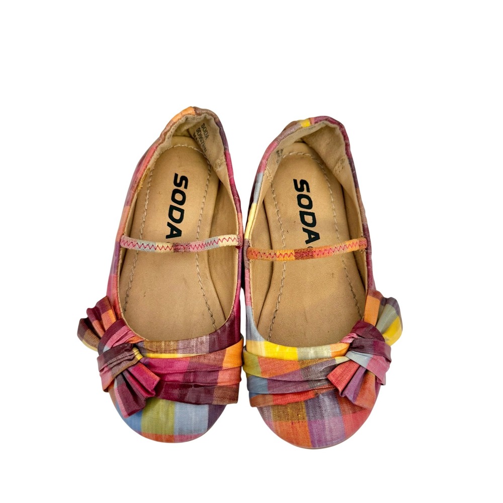 Soda Girls Plaid Mary Jane Ballet Flats Multi Color Size 8